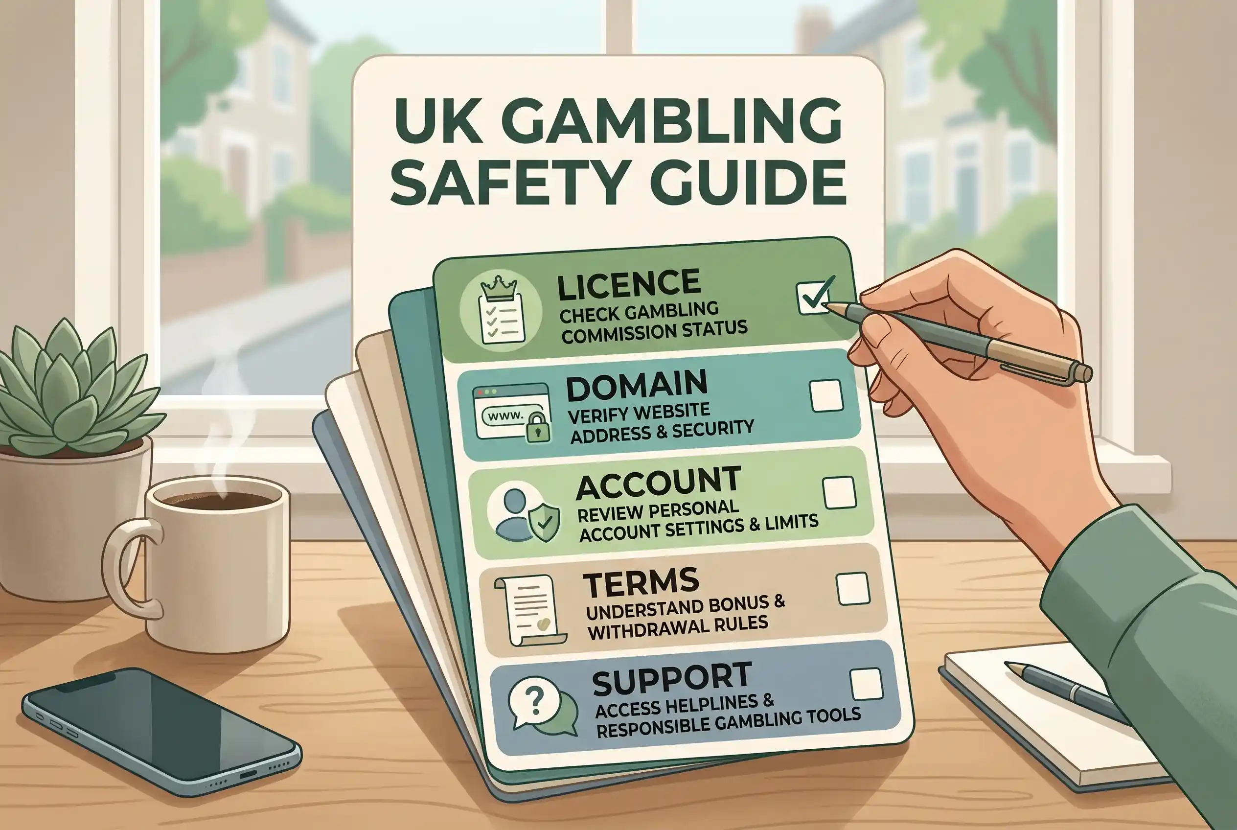 Checklist-style view of licence, domain and account checks